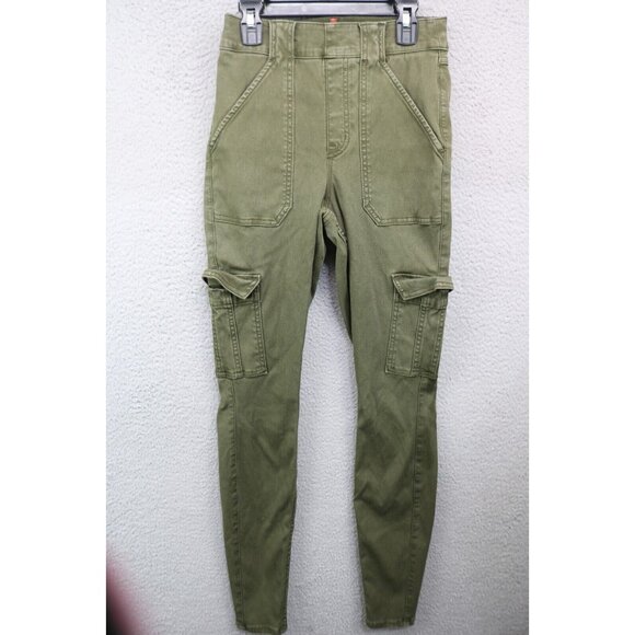 Spanx Olive Green Skinny Pull-On Jeans-Size Small/Petite-Pockets - Picture 1 of 10